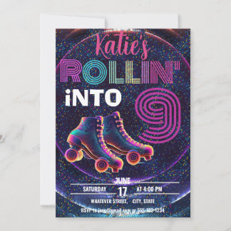 Kid's Roller Skating Birthday Party Custom Invitation