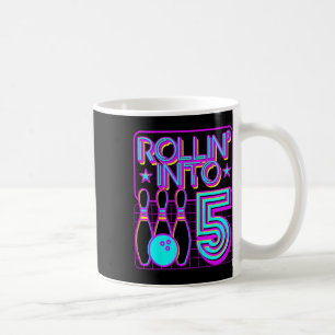 Kids Rollin Into 5 Bowling Bowler 5th Birthday Par Coffee Mug