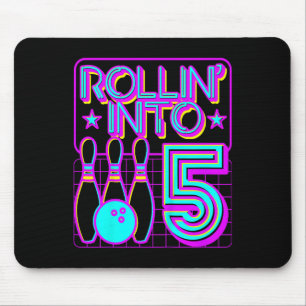 Kids Rollin Into 5 Bowling Bowler 5th Birthday Par Mouse Pad
