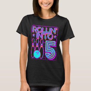 Kids Rollin Into 5 Bowling Bowler 5th Birthday Par T-Shirt