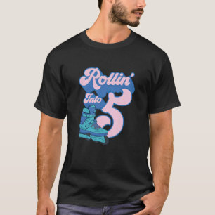Kids Rollin Into 5 Roller Skating 8Th Birthday Gir T-Shirt