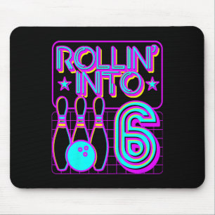 Kids Rollin Into 6 Bowling Bowler 6th Birthday Par Mouse Pad