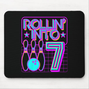 Kids Rollin Into 7 Bowling Bowler 7th Birthday Par Mouse Pad