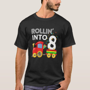 Kids Rollin' Into 8 Train 8th Birthday Party Toddl T-Shirt