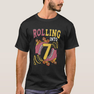 Kids Rolling Into 7 Roller Skate 7 Year Of Being A T-Shirt