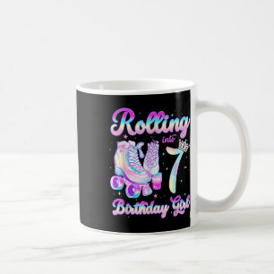 Kids Rolling Into 7 Roller Skating 7th Birthday Gi Coffee Mug