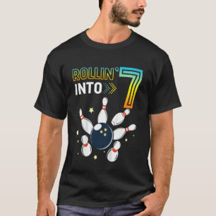 Kids Rolling Into 7 Years Old Birthday Bowling B T-Shirt