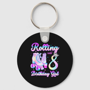 Kids Rolling Into 8 Roller Skating 8th Birthday Gi Key Ring