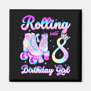 Kids Rolling Into 8 Roller Skating 8th Birthday Gi Magnet