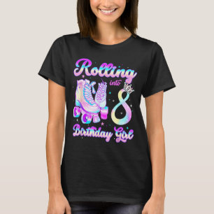 Kids Rolling Into 8 Roller Skating 8th Birthday Gi T-Shirt