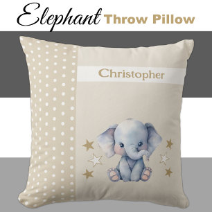 Kid's room add name cute elephant brown cushion