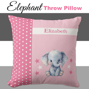 Kid's room add name cute elephant pink cushion