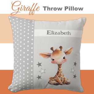 Kid's room add name cute giraffe grey cushion