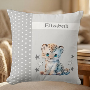 Kid's room add name cute leopard grey cushion