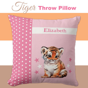 Kid's room add name cute tiger pink cushion