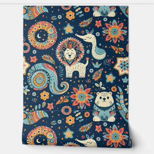 Kid's Room Animal Paisley Wallpaper