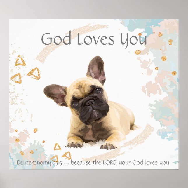 Kids Room Scripture, God Loves You French Bulldog Poster (Front)