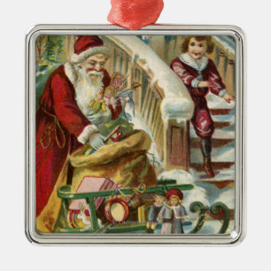 Kids Running to Greet Santa Metal Tree Decoration
