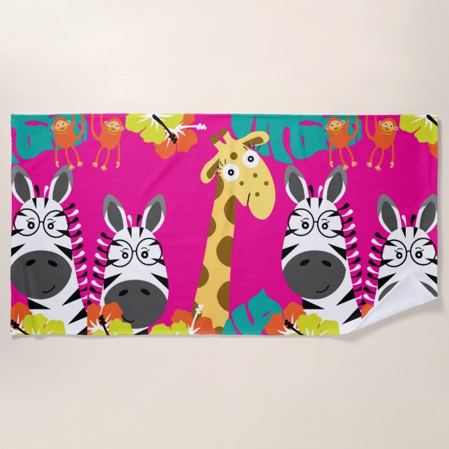 Kids Safari Nursery Beach Towel (Front)