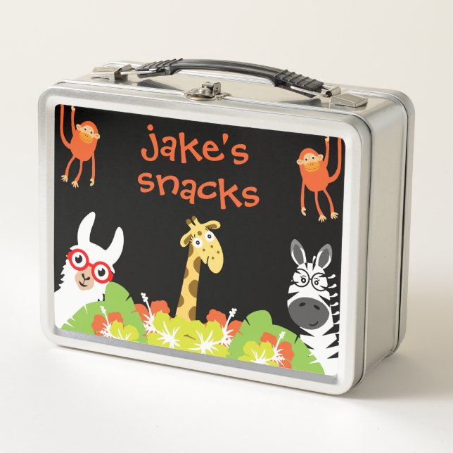 Kids Safari Nursery Food Metal Lunch Box (Front)