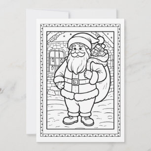 Kids Santa Colouring Christmas Flat Note Card