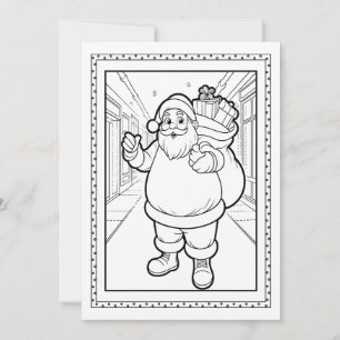 Kids Santa Colouring Christmas Flat Note Card
