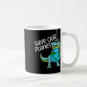 Kids Save Our Planet Trex Earth Cute Dinosaur Boys Coffee Mug