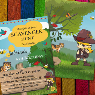 Kids Scavenger Hunt Birthday Party Invitation