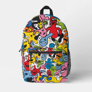 Kids School Bag Funny Doodle All Over Print