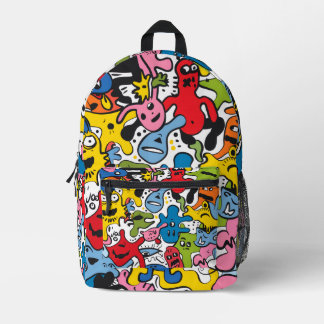 Kids School Bag Funny Doodle All Over Print
