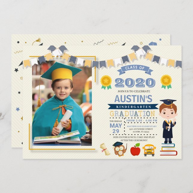 Kids School Graduation Photo Invitation (Front/Back)