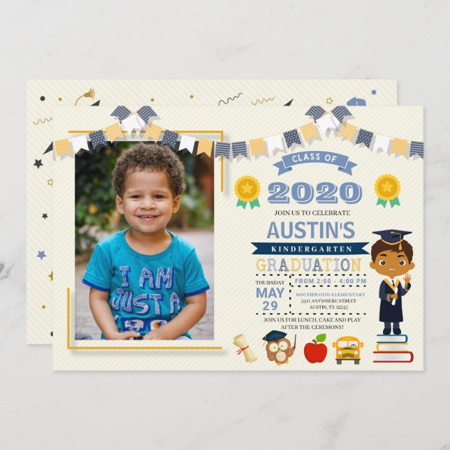 Kids School Graduation Photo Invitation (Front/Back)