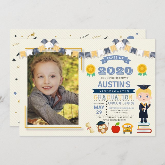 Kids School Graduation Photo Invitation (Front/Back)