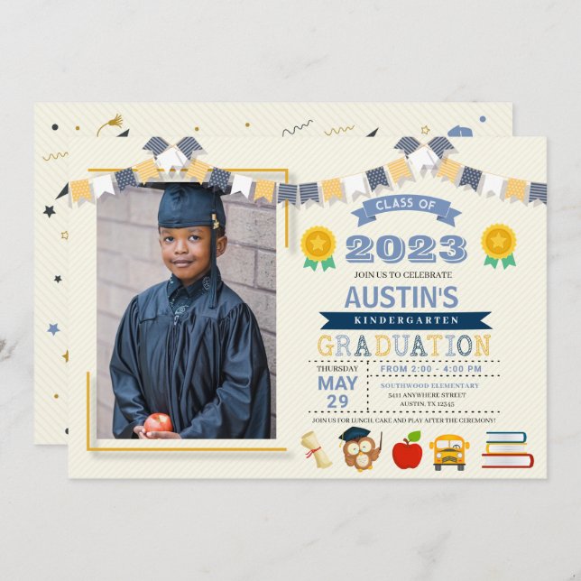 Kids School Graduation Photo Invitation (Front/Back)