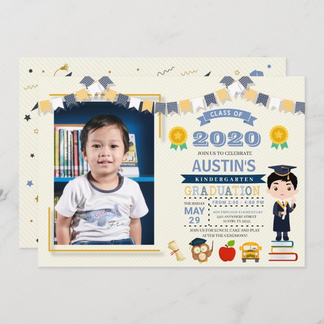 Kids School Graduation Photo Invitation (Front/Back)