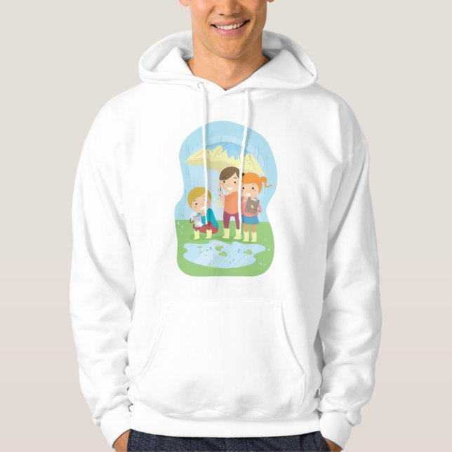 Kids Science Nature Study in Rain Hoodie (Front)