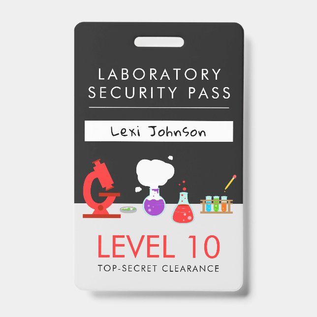 Kids Science Party Security Pass ID Badge (Front)