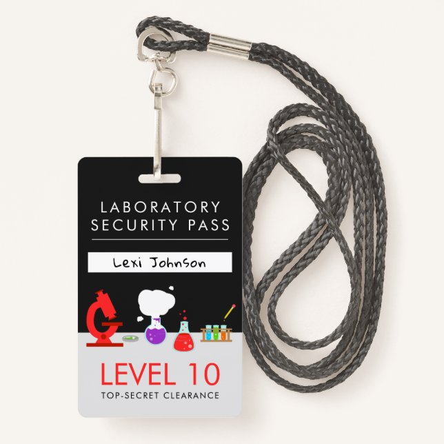 Kids Science Party Security Pass ID Badge (Front with Lanyard)