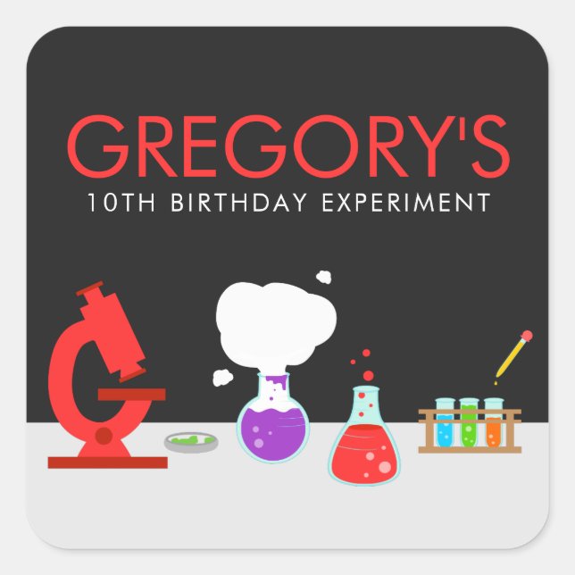 Kids Science Party Square Sticker (Front)