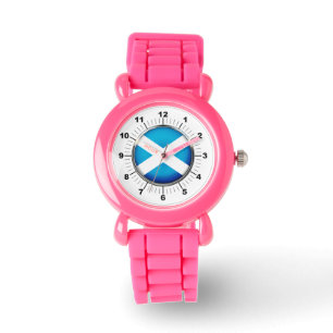 Kid's Scotland Flag Pink Glitter Strap Watch