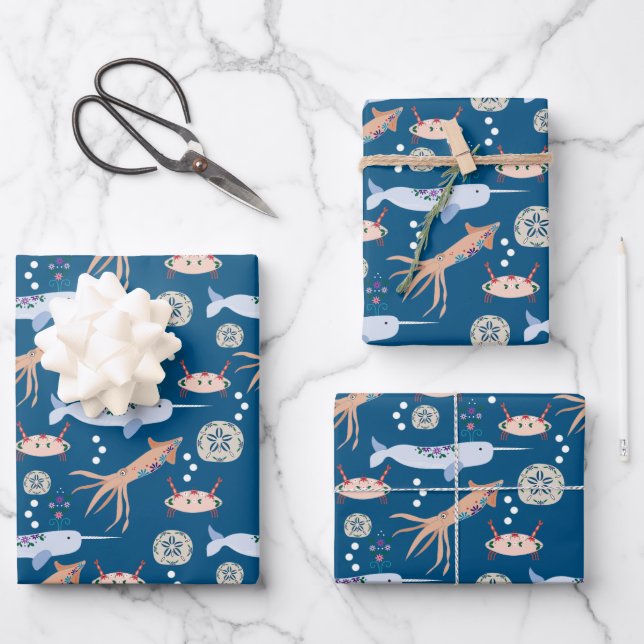 Kids sea animal gift wrap (Front)