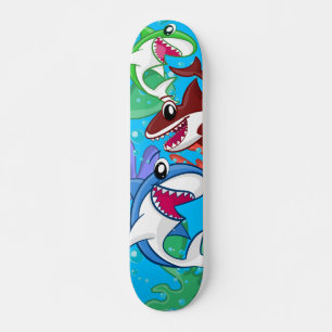 Kids Sea Life Shark Cartoon Blue Ocean Fish Skateboard