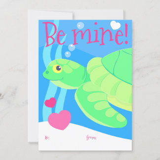 Kid's sea turtle Valentine card