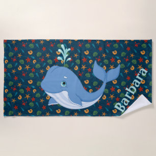Kids Sea Whale Beach Towel