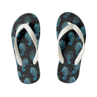 Kids Seahorse Print Flip Flops