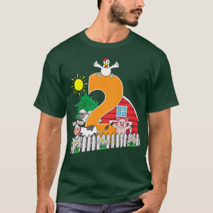 Kids Second 2nd Birthday Farm Animal Lover Cow Pig T-Shirt