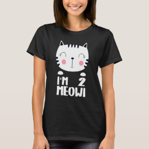 Kids Second Girls Birthday Kawi Cat I'm 2 Meowi 2  T-Shirt