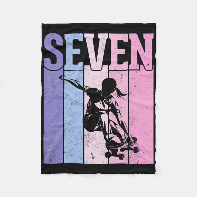 Kids Seven Years Old Skateboarder Skateboarding 7t Fleece Blanket (Front)