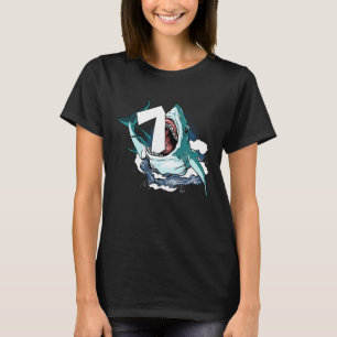 Kids Shark 7th Birthday 7 Years Old Ocean Funny T-Shirt