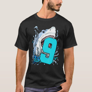 Kids Shark 9th Birthday Boy 9 Years Old Ocean Shar T-Shirt